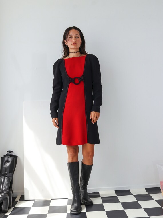Moschino Black Red 70s Style Mod Dress 
