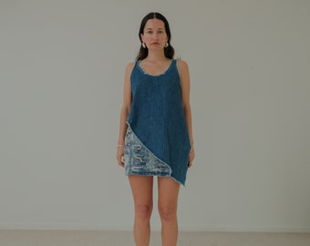Alexander Mcqueen MCQ Denim Asymmetrical Top With Frayed Hems IT
