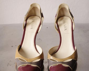 Vintage Archive Prada Early 2000s Black Leather Kitten Heel Mules
