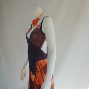 Jean Paul Gaultier Soleil S/S 2002 Vintage Pop art &quot;Portraits&quot; Mesh Madi Wrap Backless Dress