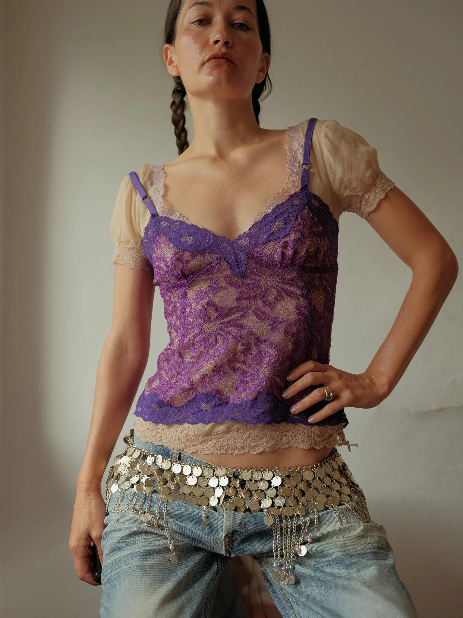 トップス D&G DOLCE&GABBANA Lace Mesh Camisole トップス D&G DOLCE&GABBANA Lace Mesh Camisole Vintage 90s