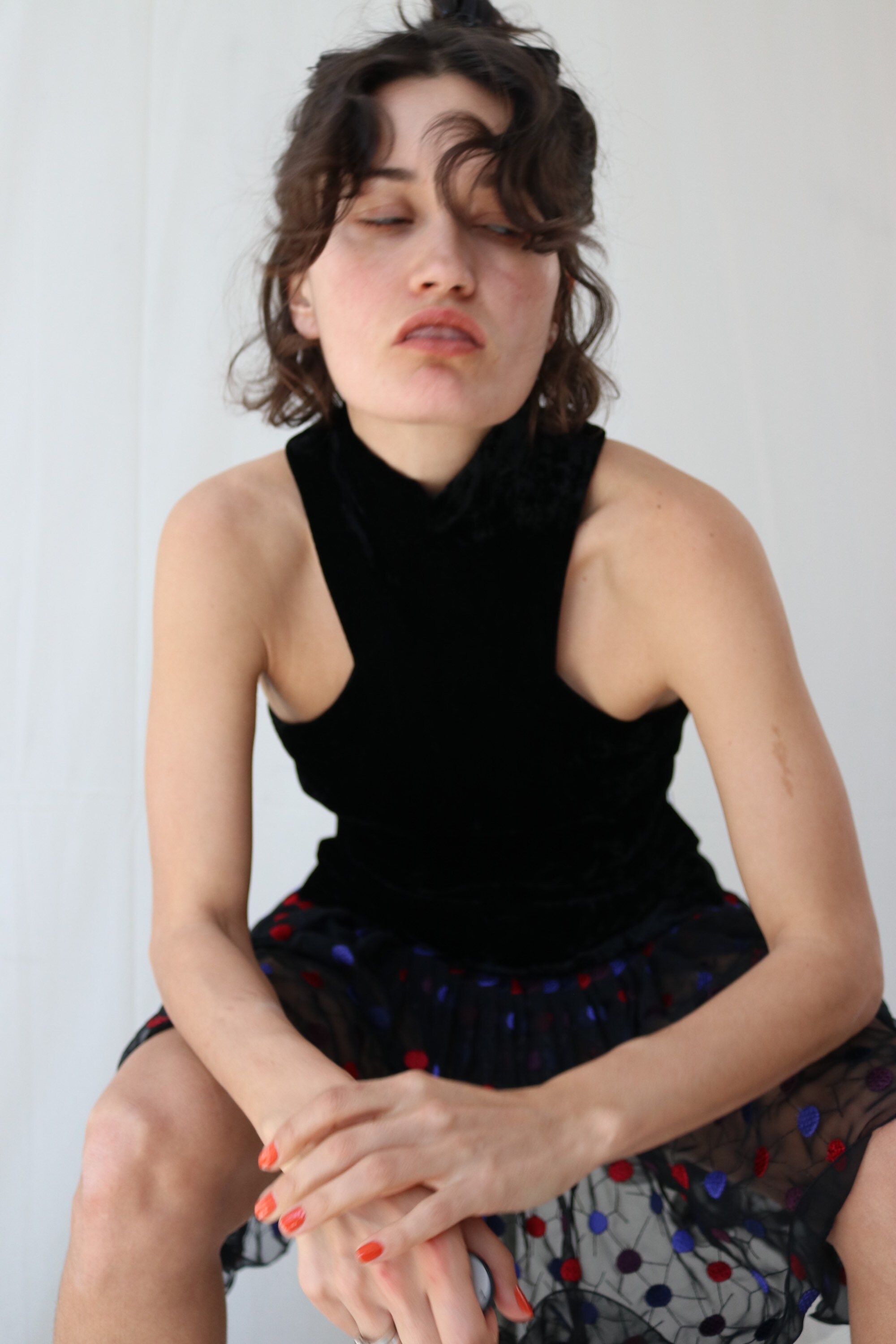 Image of Vintage Velvet Turtleneck Polka Dot Rara Dress