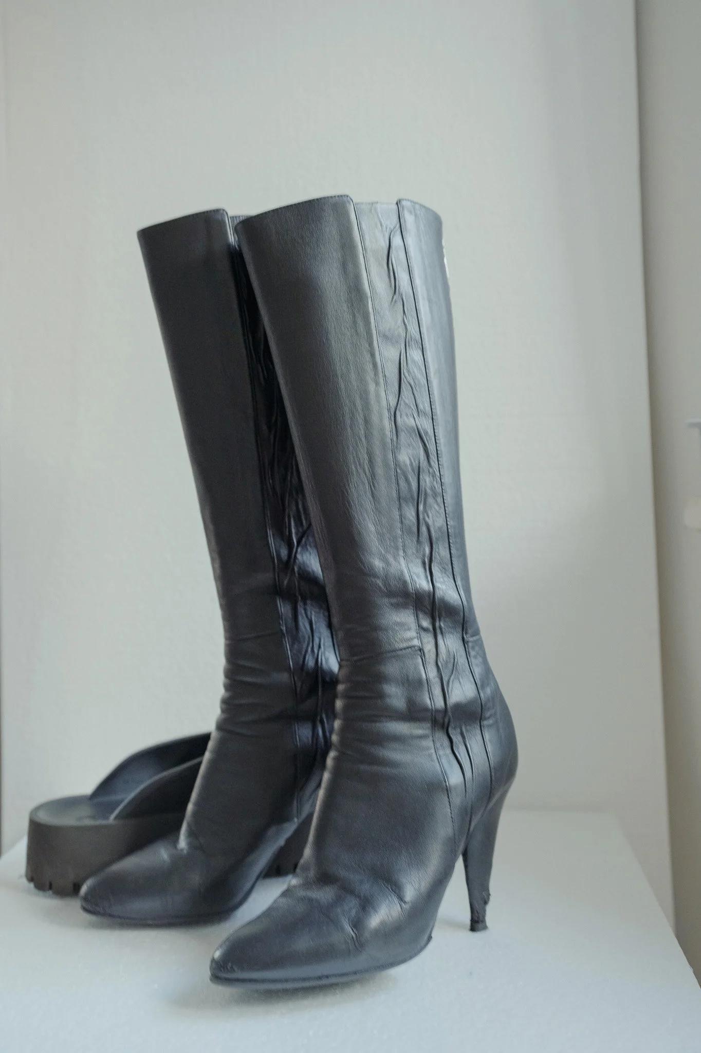 Vintage Prada Black Leather Boots - Etsy Israel