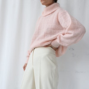 Roberta Puccini Luxurious Pink Extra Fine Italian Mohair Roll Neck Jumper S-M image 5