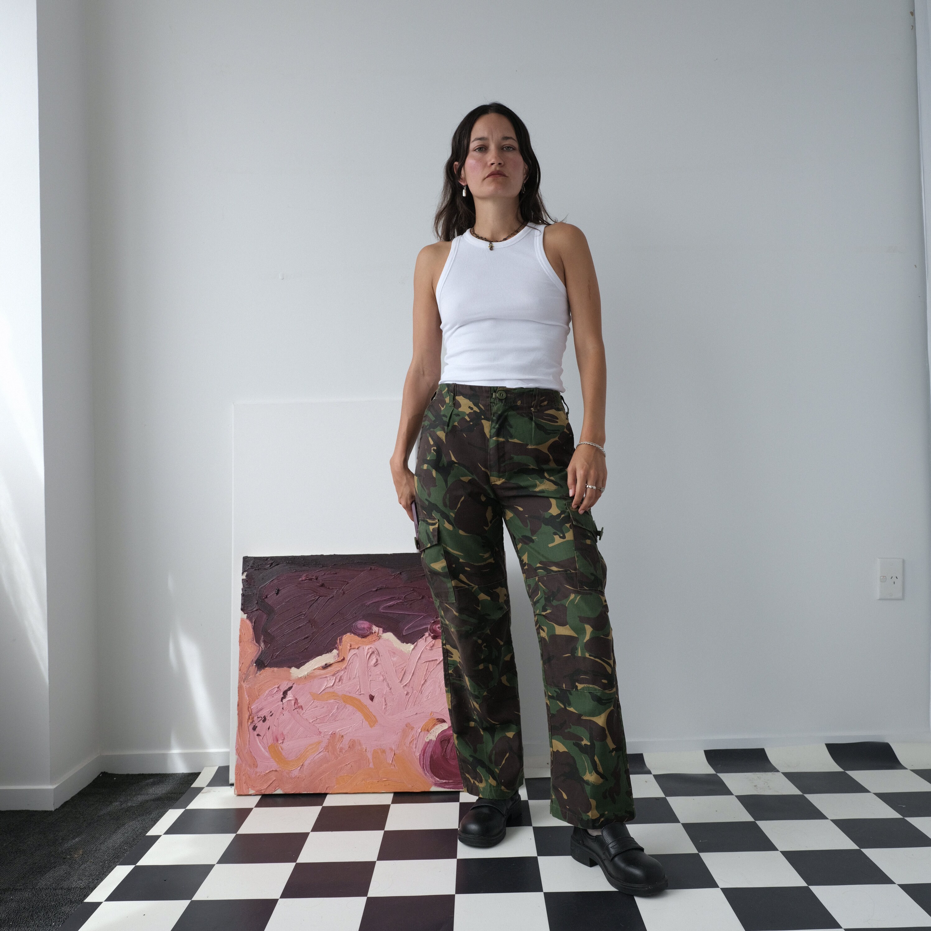 True Vintage Camo Wide Leg Trousers XS 