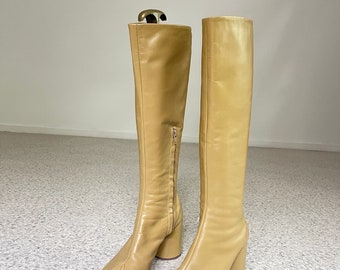 Margiela Tabi Knee High Boots 2004 look book collection  Beige  Leather Size EU 38 U.K 5