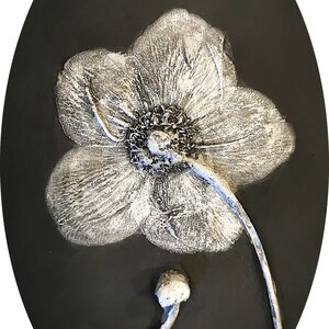Anemone Yeso fundición botánica bajo relieve baldosa negra con | Etsy