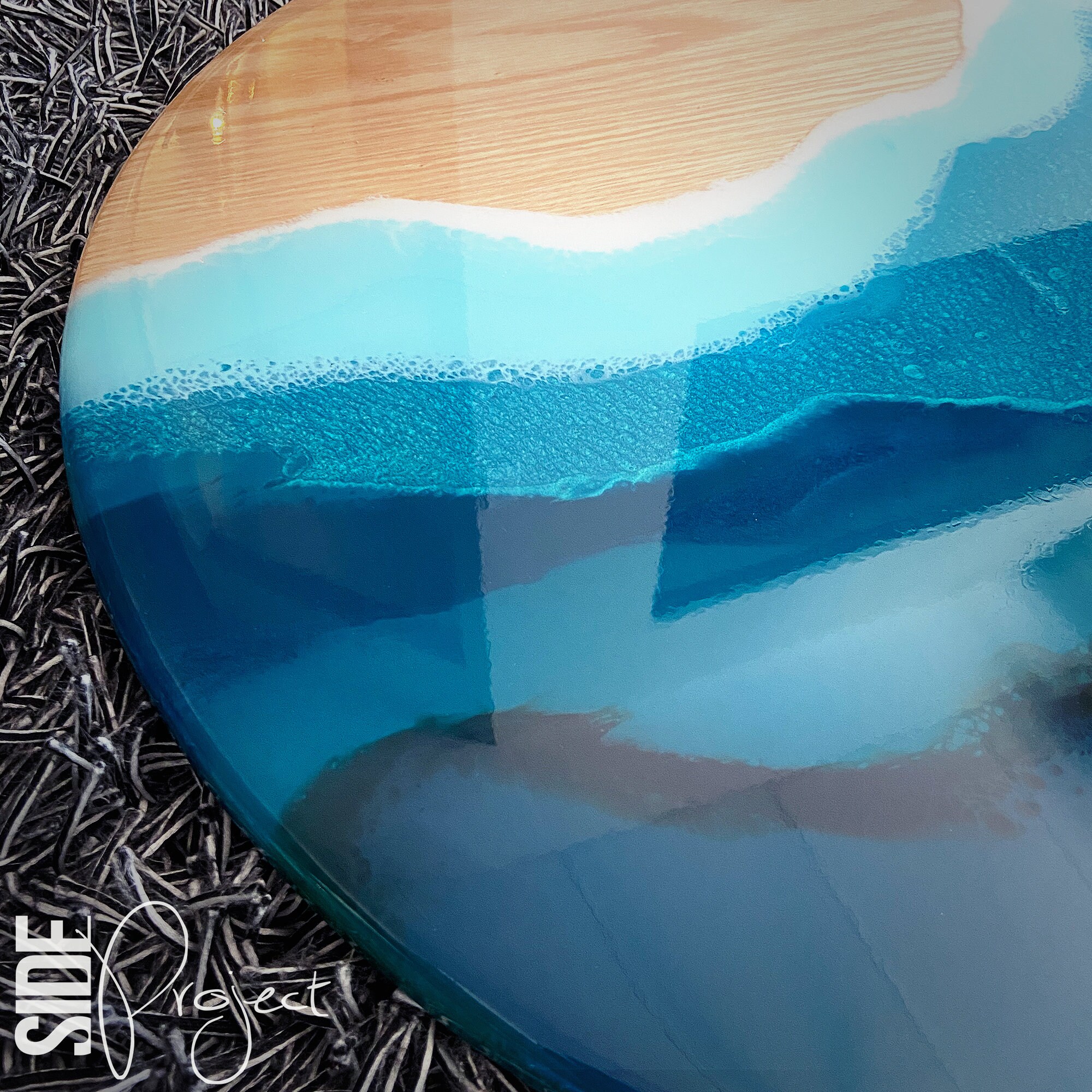 Functional Art Resin Wooden Side Table Etsy UK