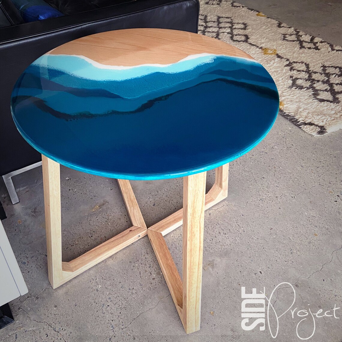 Functional Art Resin Wooden Side Table Etsy UK