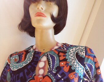 Vintage 1970s maxi psychedelic dress size med