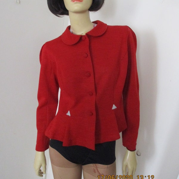 Vintage 1980S Womens Red Jacket By Le Gaillard Made In Paris UK Size 12/14