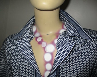 Vintage 1970s French Big collar shirt/blouse, blue size small 10to 12 UK size