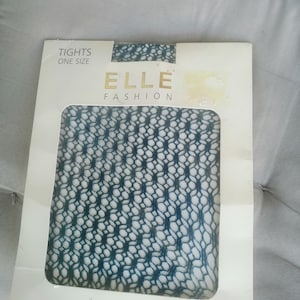 Vintage 1990's blue Crochet, fishnet, tights By Elle one size unused