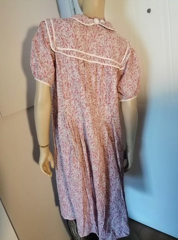 Vintage 1980s French handmade cotton light pink, … - image 2