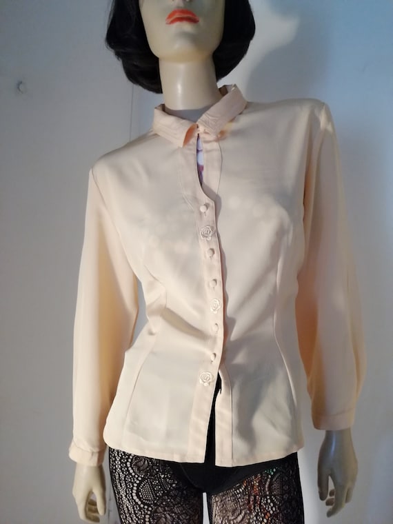 Vintage 80s French secretary blouse size FR42/UK 1