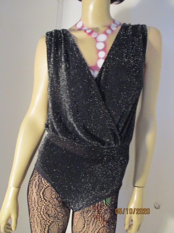 Vintage 1980S Metallic Leotard /All in One Catsui… - image 9