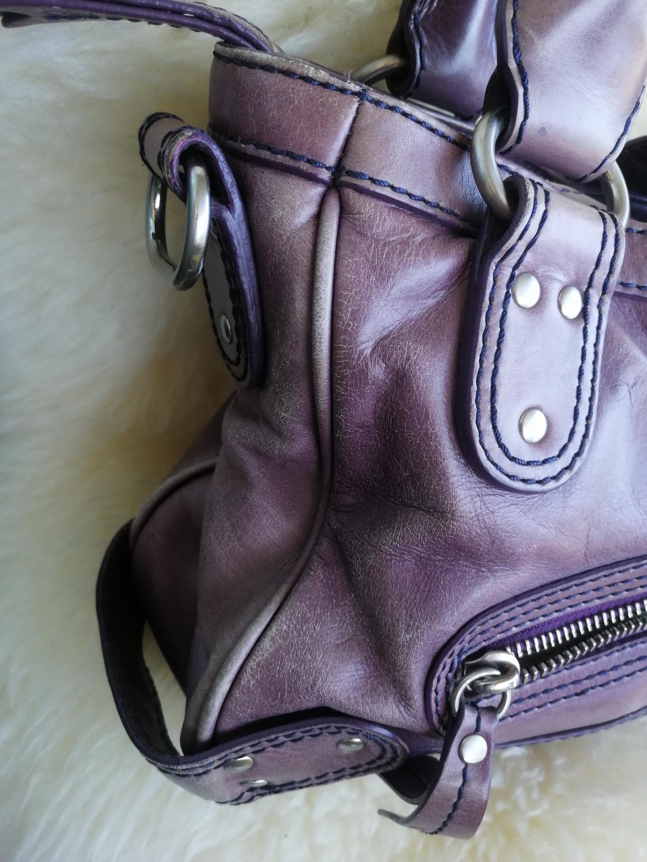 けんぼー Vintage Kenzo Original Purple Leather Handbag, Wrist Shoulder Bag