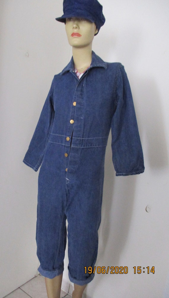 Vintage 1950S Union made Denim Boiler suit Work w… - image 3