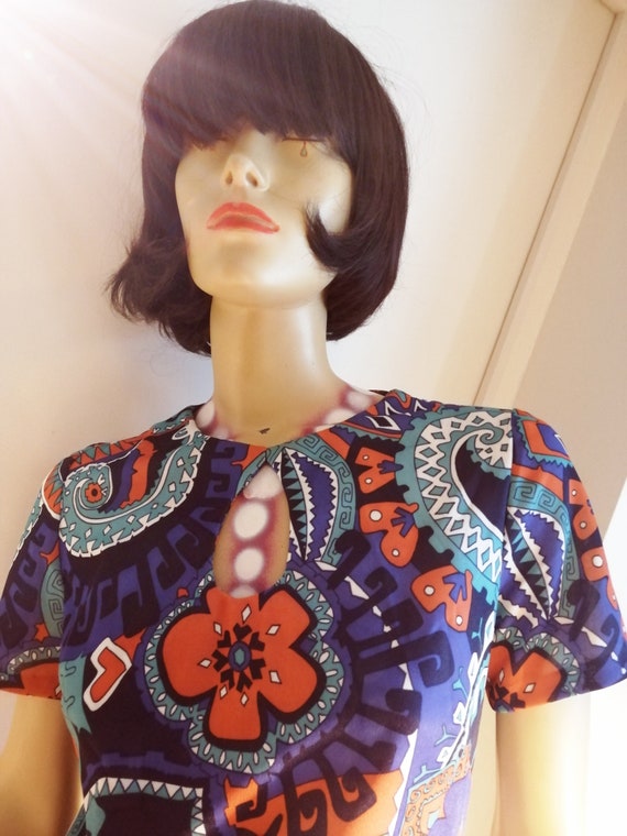 Vintage 1970s maxi psychedelic dress size med - image 1