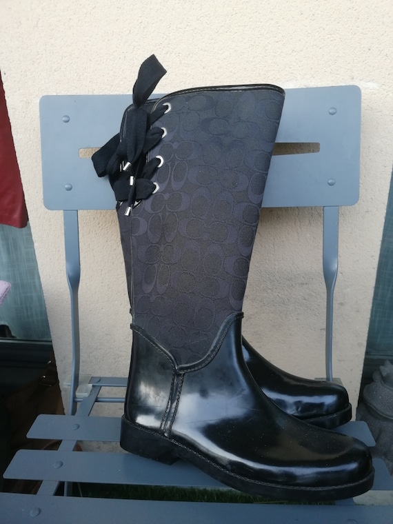 COACH ブラック レインブーツ 90s Original Coach Rain Boots, Festival Boots, Boots, Ankle Boots