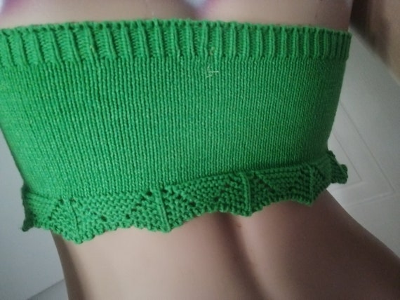 Vintage 1950s /60s Handmade Wool green Cropped Ha… - image 3