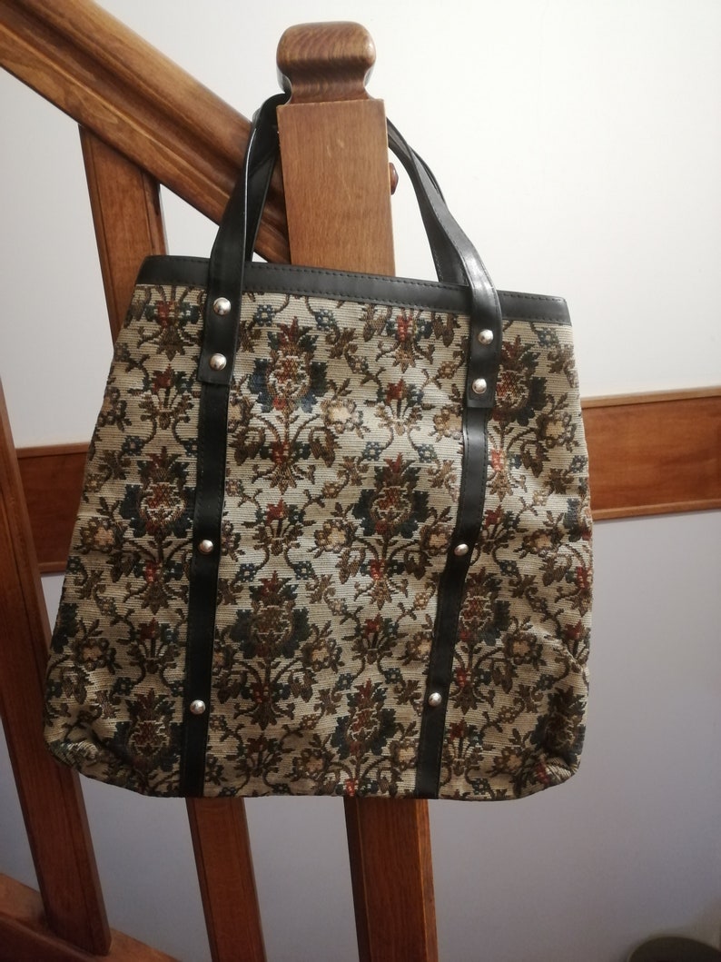 Vintage 1960s/70s Large Real Carpet/Tapestry Bag mint condition image 8