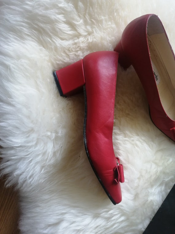 Original 60s French Red leather dolly shoes still… - image 9