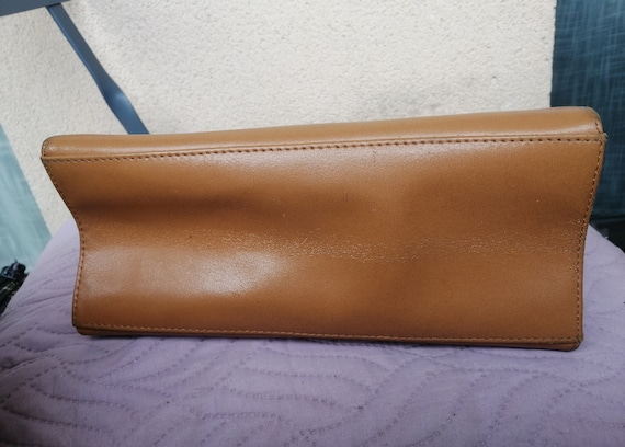 Vintage 90s Real light Brown Leather Handbag, wri… - image 3