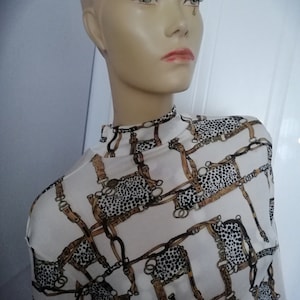 Vintage French 70s/80s design high neck top size small to medium cream and Gold long sleeves