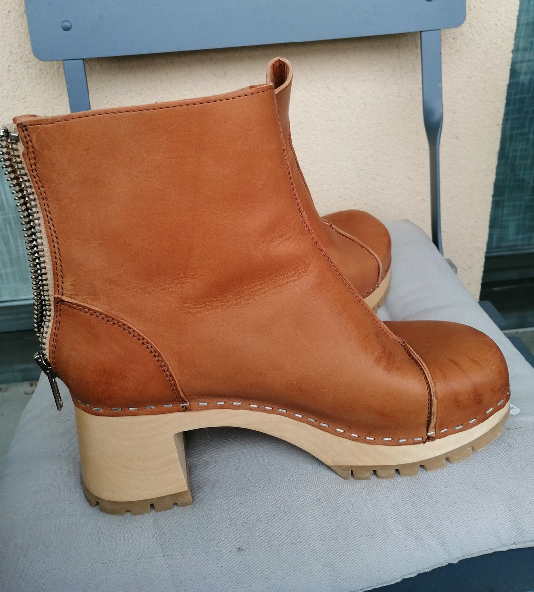 Swedish Hasbeens Stockholm Leather Clogs Boots Tan Zip Clogs in Mint Condition Size UK 6 EU 39 Etsy