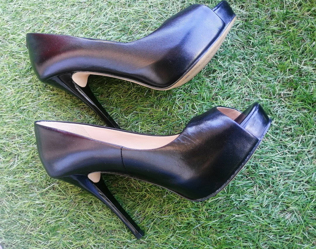 1990s Black Leather Platform High Heels by Guess Size Eu 36 in Mint ...