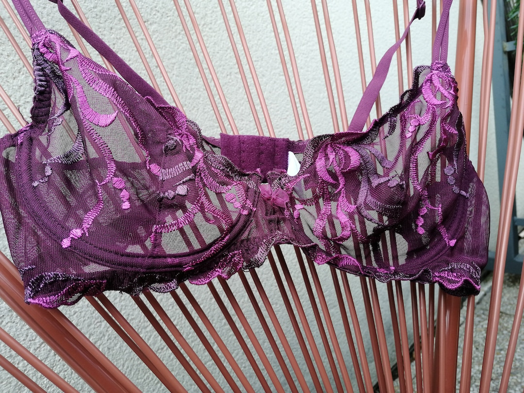 Sheer, Net Bra, Underwire Unused Dark Purple and Pink Mint Condition Size  36C -  Canada