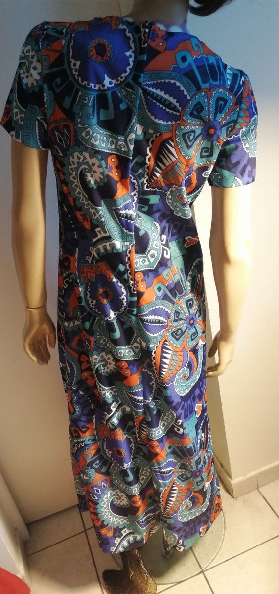 Vintage 1970s maxi psychedelic dress size med - image 4