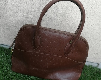 Vintage 1990s Dark brown Real Thick  leather Hand bag, Shoulder bag
