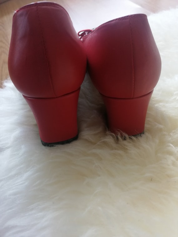 Original 60s French Red leather dolly shoes still… - image 8