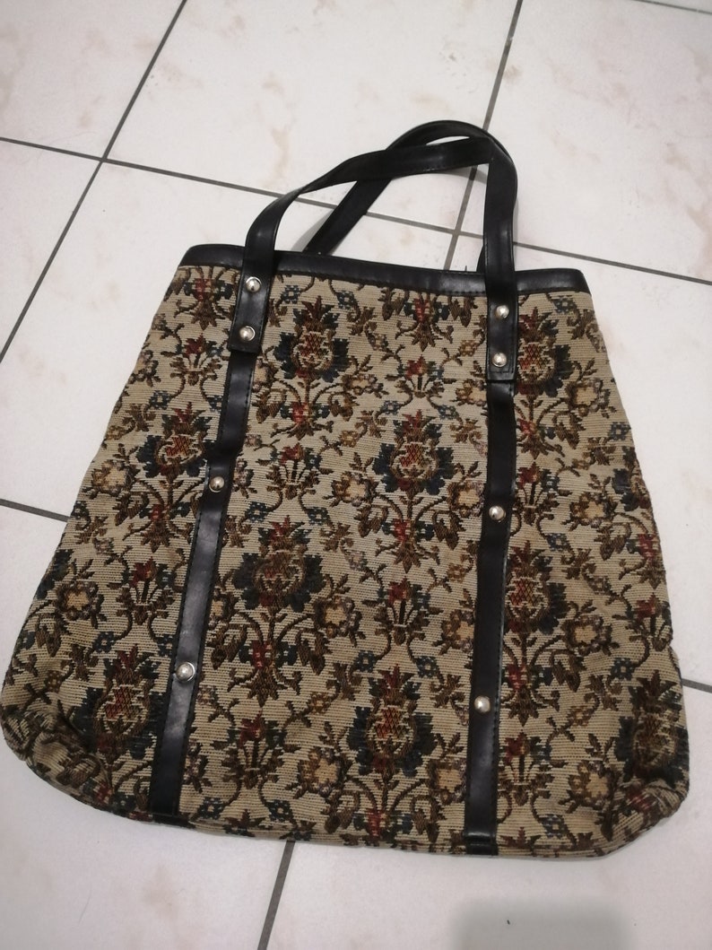 Vintage 1960s /70s Large Real Carpet /Tapestry Bag mint condition image 10