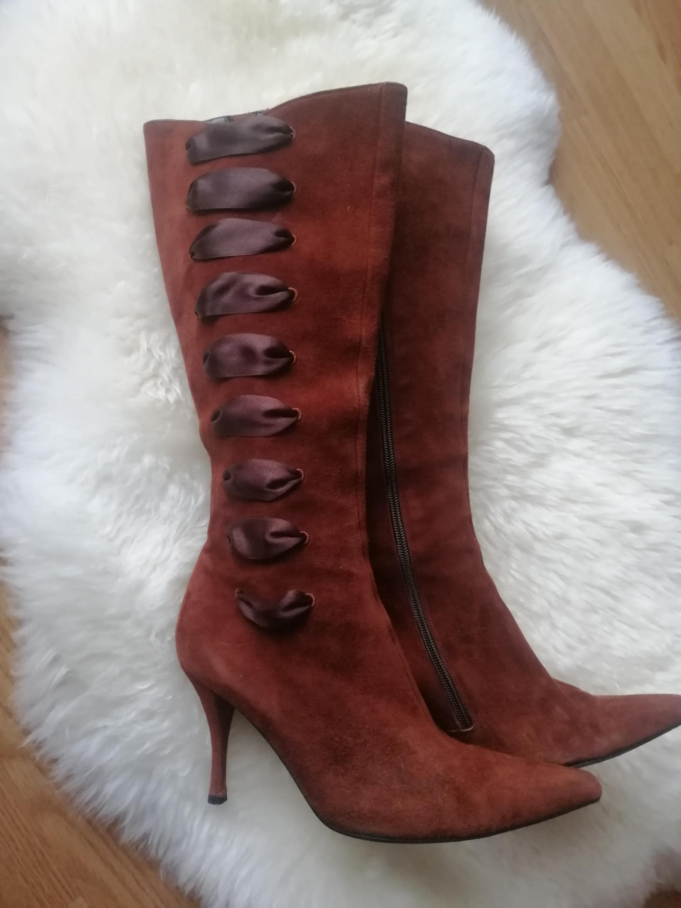 Bottes En Cuir Blanc Vintage EdmondK - Taille 41 - Made In Italy