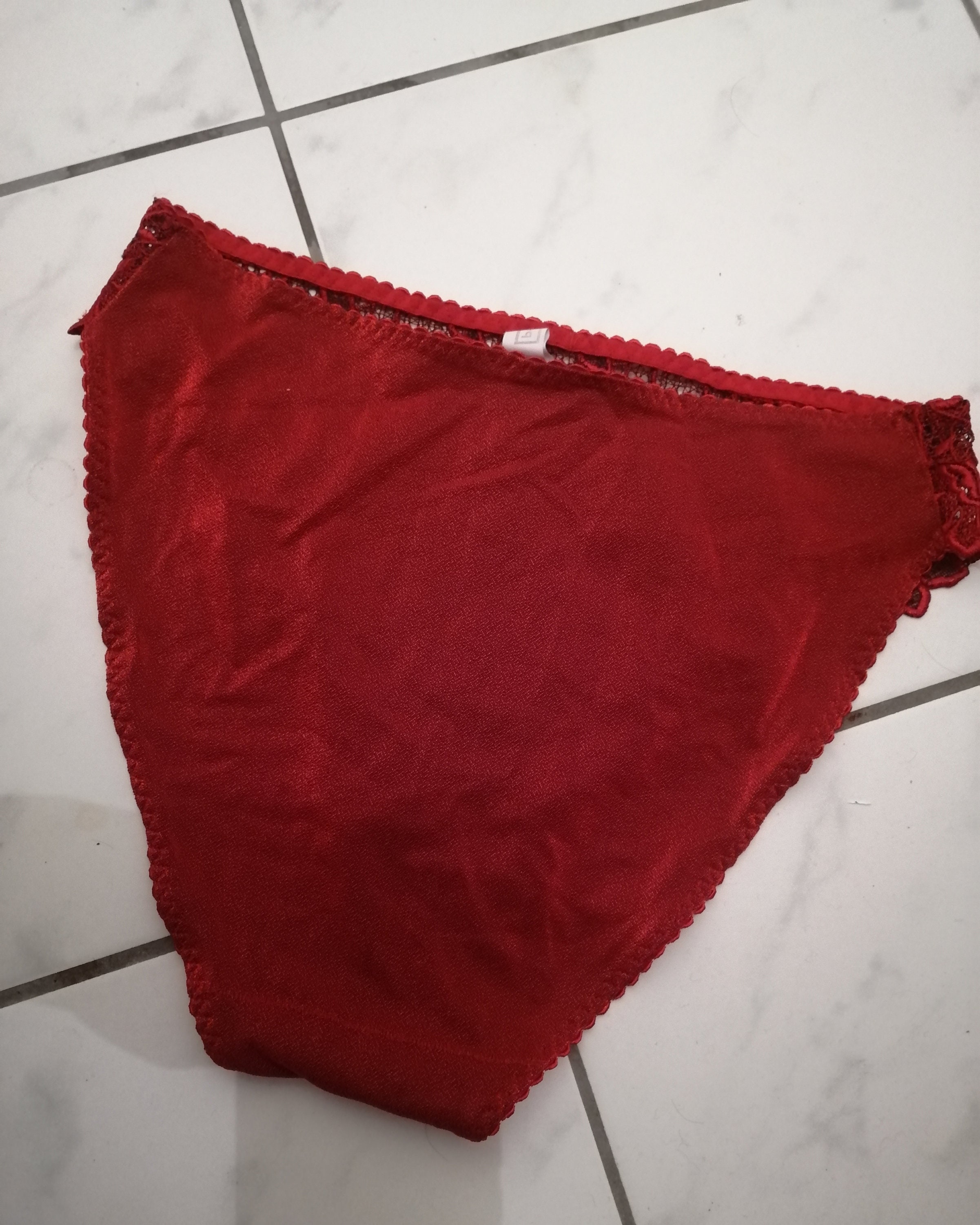 Vintage 1980s Deep Red Used High Leg Knickers See Through by Barbara Size  UK S FR 40,eur 38 