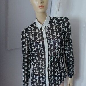 1980s see through Ballerina pictures on The Blouse Black and white size UK 12 /38 Blouse /shirt