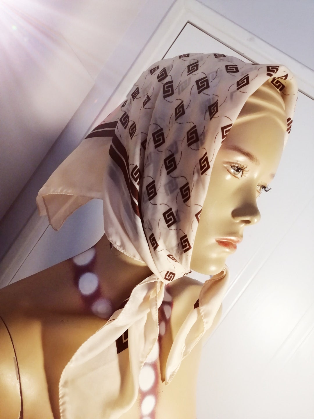 Nilon Scarf Vintage 1970s Nylon Head/neck Scarf With Pattern Made in Taiwan Water ...