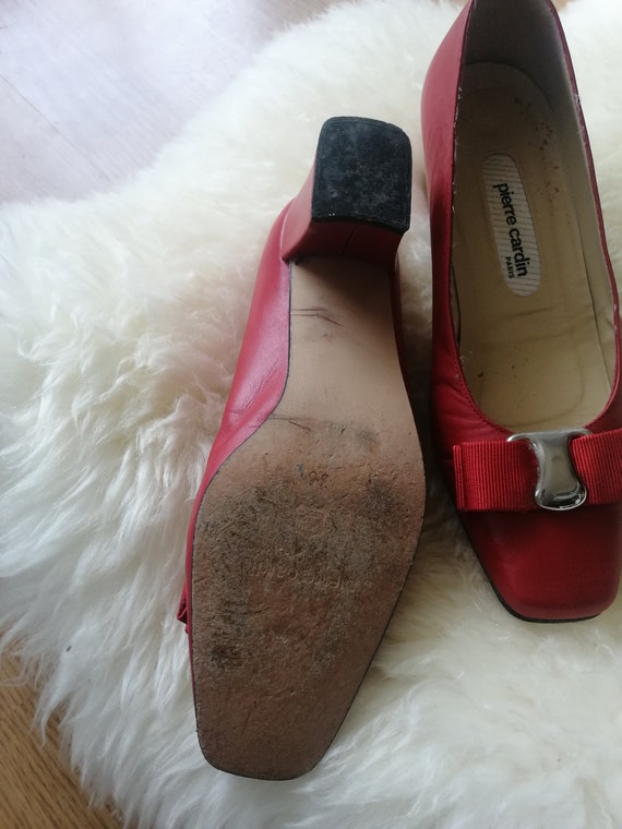 Original 60s French Red leather dolly shoes still… - image 5