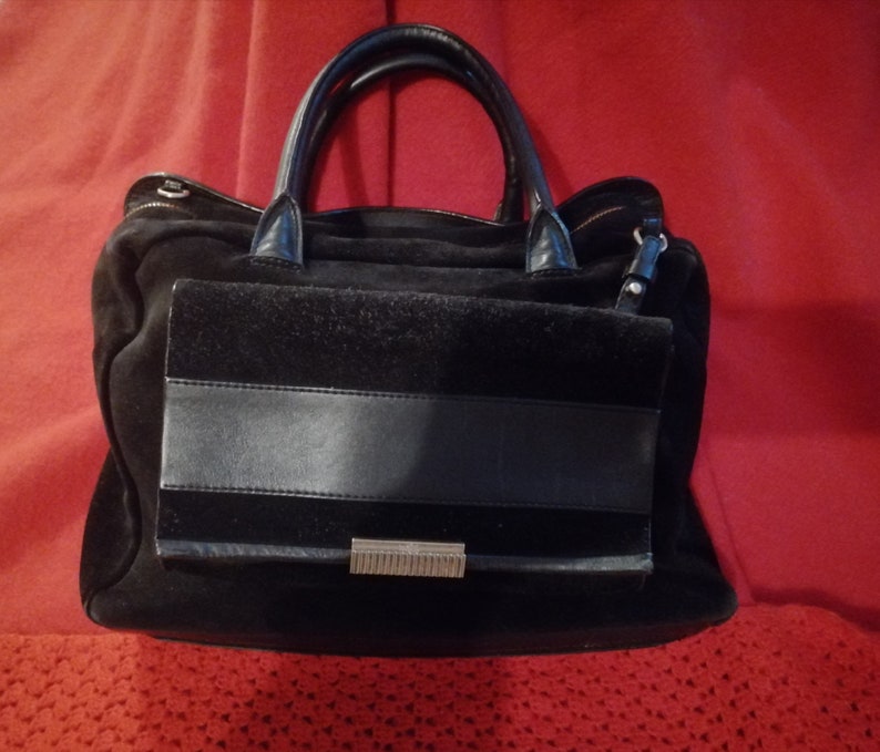 A Hand Bag by French designer Maje with Added small purse Made from Thick Suede image 1