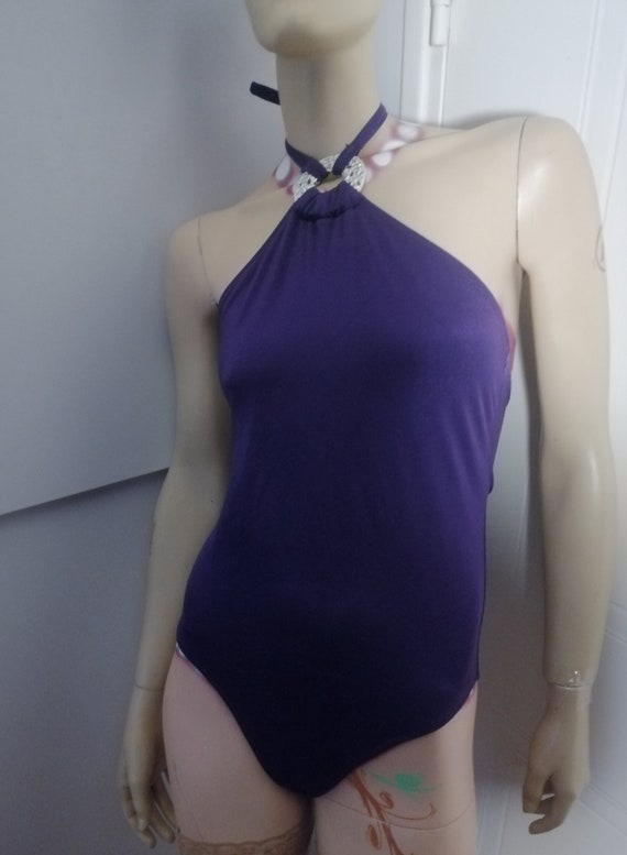 Original French 1960s Swimming Costume Halter nec… - image 7