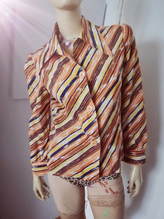 Vintage 1970s Silk /Rayon French blouse very big … - image 1