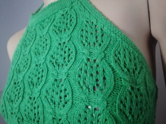 Vintage 1950s /60s Handmade Wool green Cropped Ha… - image 9