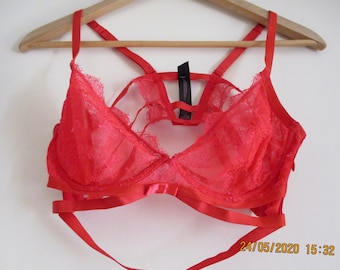 Vintage VICTORIA SECRET Bardzo seksowny biustonosz Demi bez podszewki 36C, 100% nylonu