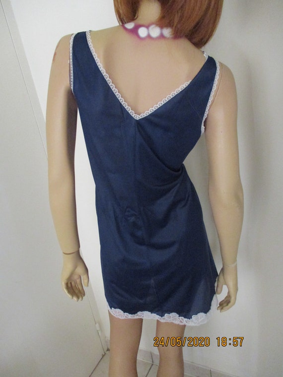 Vintage 1960S Original With Tags Navy Satin Full … - image 6