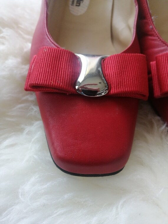 Original 60s French Red leather dolly shoes still… - image 6