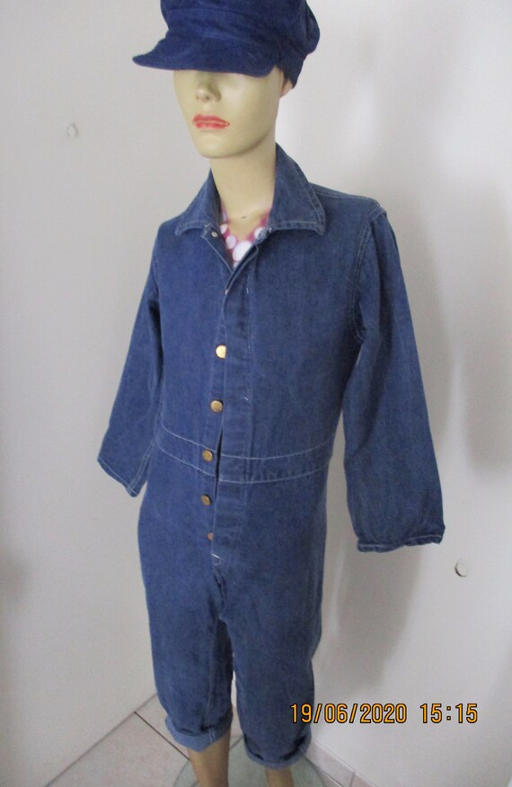 Vintage 1950S Union made Denim Boiler suit Work w… - image 2