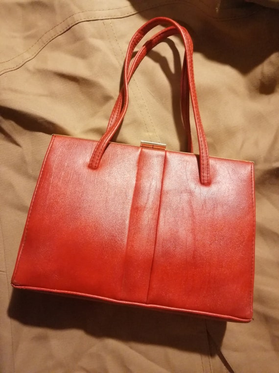 1960s Vintage Dark Red Vinyl Kelly Bag handbag Etsy Ireland